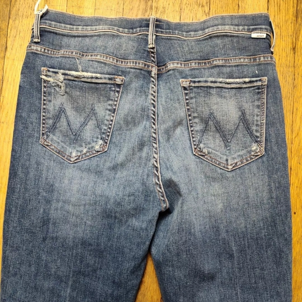 Mother Blue Denim Jeans NWT Medium Wash The Insider Crop Step Chew Women's 33 - Picture 16 of 16